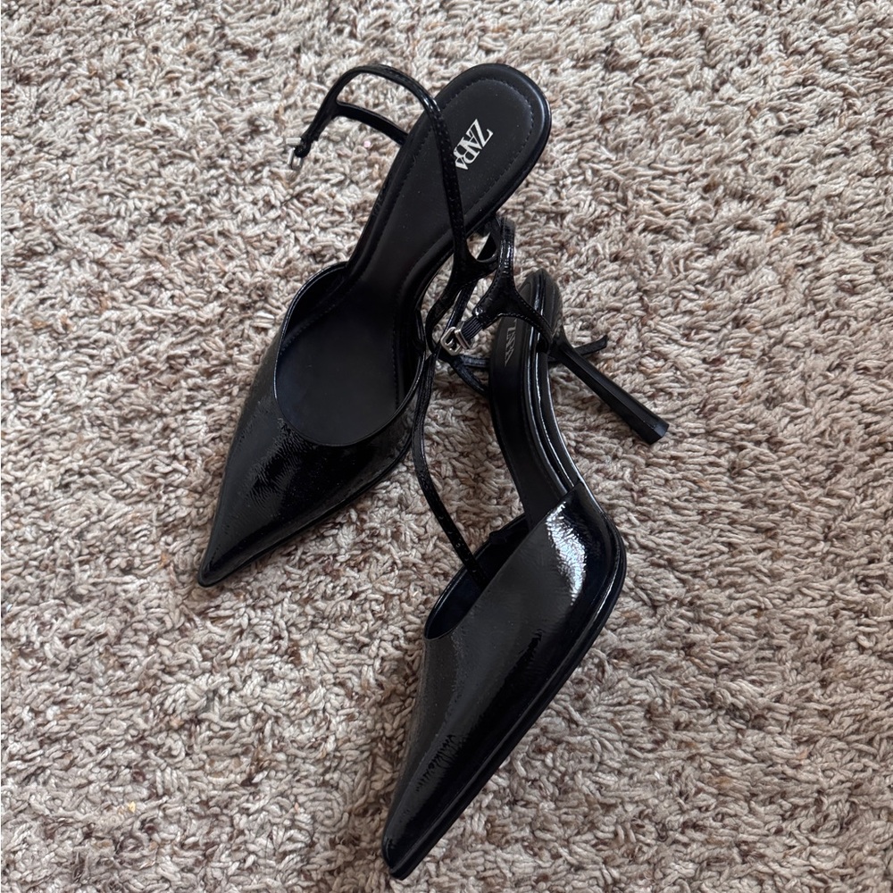 Zara Patent Ankle Strap Pointy Heels (BNWOT)